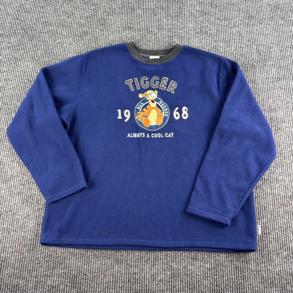 Disney Store Exclusive Tigger Fleece Sweater Men Large Embroidered Logo